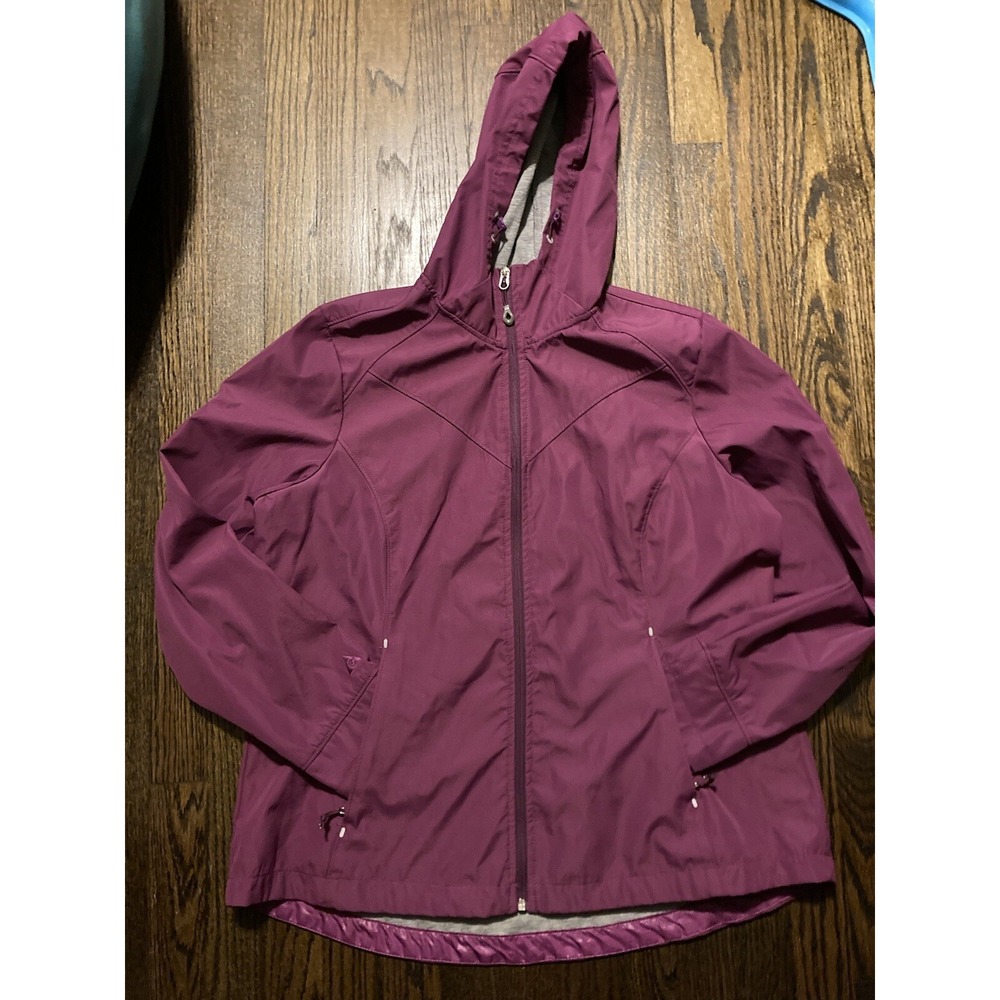 Gerry Womens Size XL Zip Up Purple Hooded Windbreaker Softshell Jacket Lined